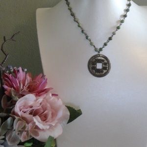 Asian Beaded Coin Necklace